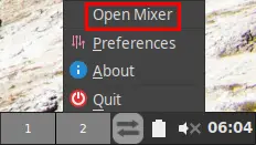 click Open Mixer