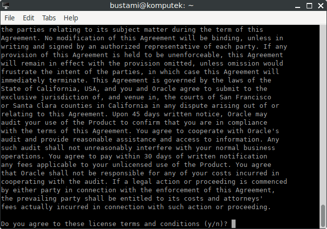 oracle license terms and conditions