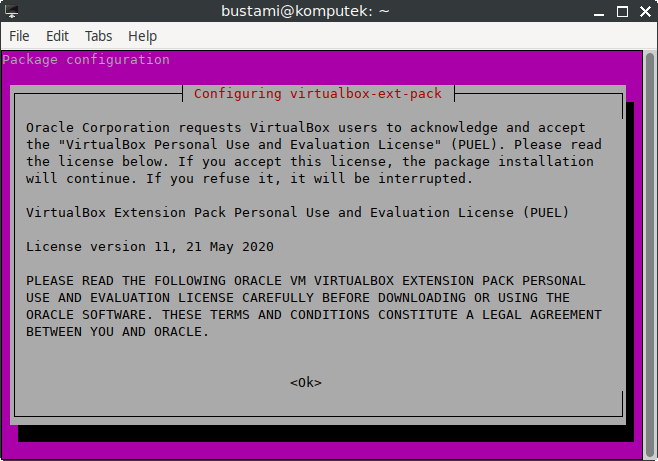 virtualbox extension pack personal use and evaluation license (puel)