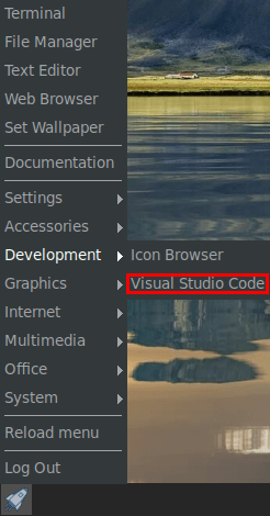 visual studio code menu