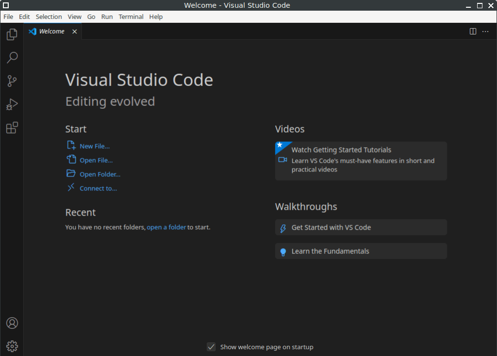 visual studio code welcome page