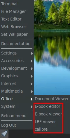calibre menu