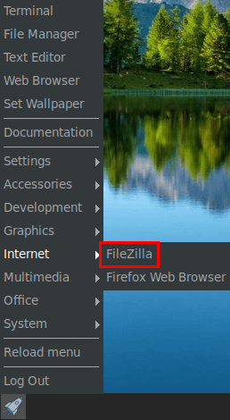 filezilla menu