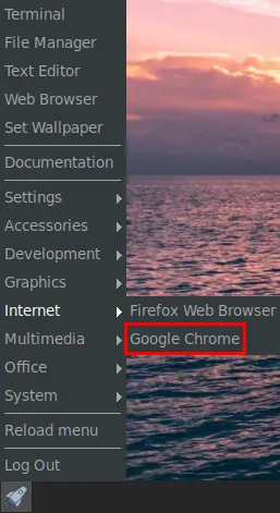 google chrome menu