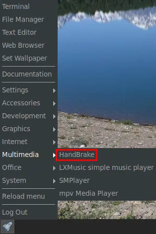 handbrake menu