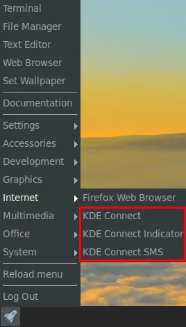 kde connect menu