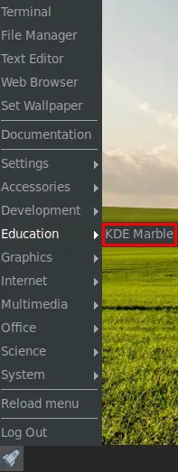 kde marble menu