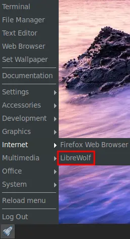 librewolf menu