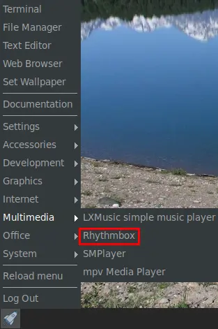 rhythmbox menu