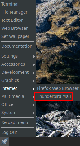 thunderbird mail menu