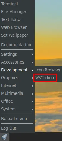 vscodium menu