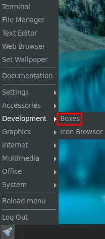 gnome boxes menu