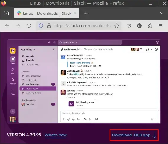 Slack download page