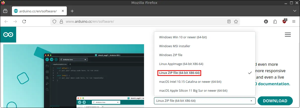 Click Linux ZIP file (64-bit X86-64)