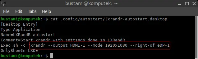 lxrandr autostart desktop