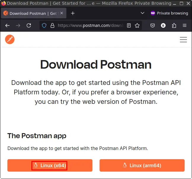 Postman download page