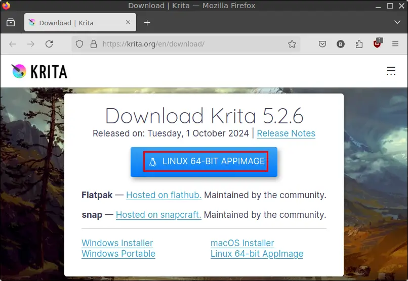 Download Krita AppImage file