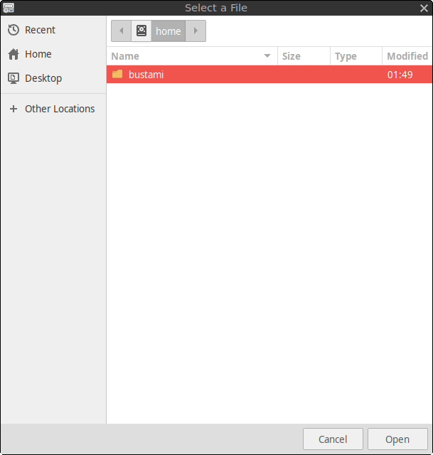 User folder inside the home directory