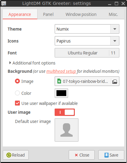 Selecting a dark background for the LightDM login screen