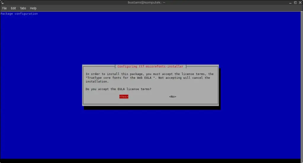 Accept the EULA license terms
