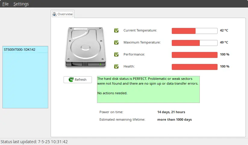 Hard Disk Sentinel GUI