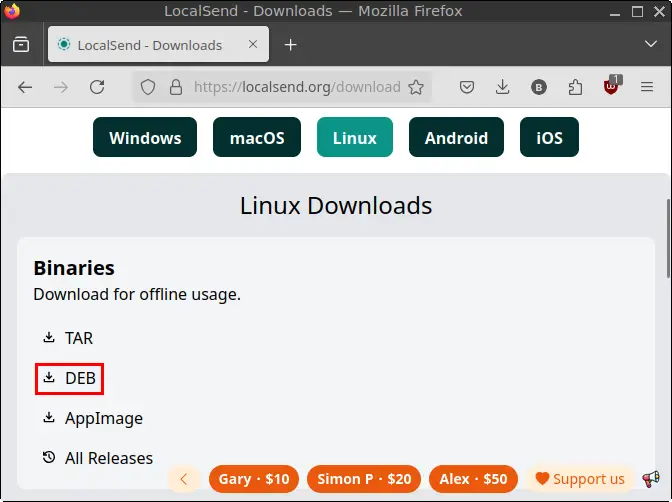 LocalSend download page