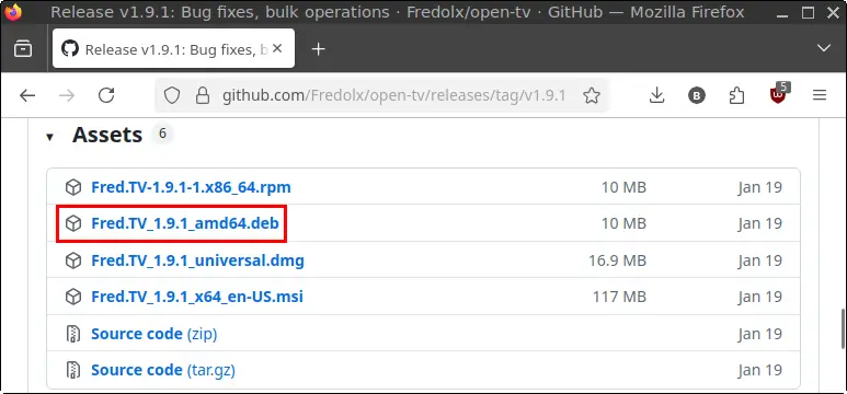 Open TV GitHub releases page