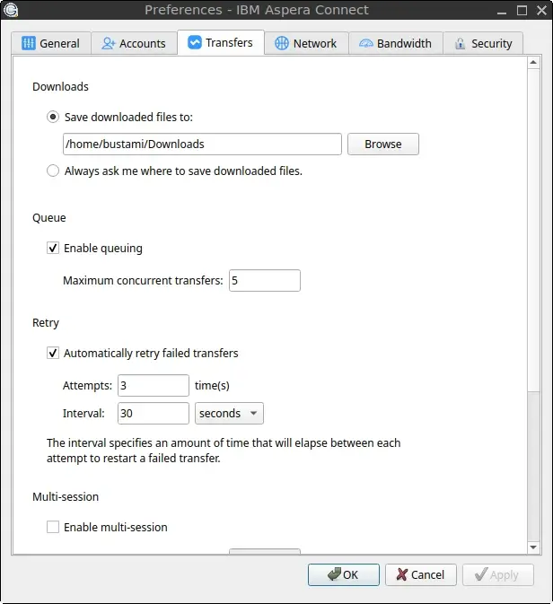 Preferences - IBM Aspera Connect