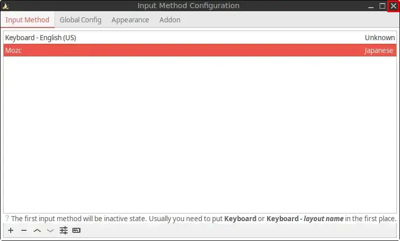 Close the configuration window