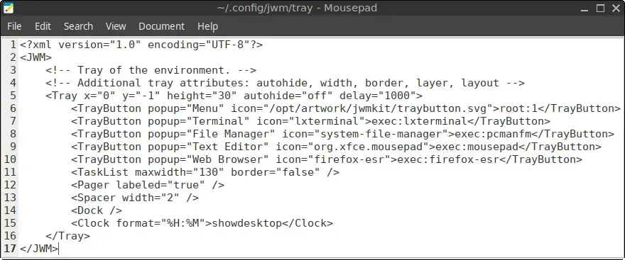 Contents of the ~/.config/jwm/tray file