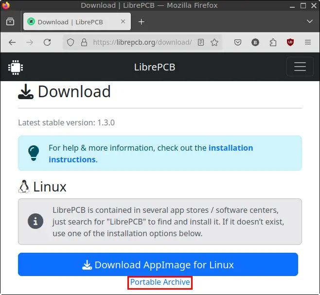 LibrePCB Download page