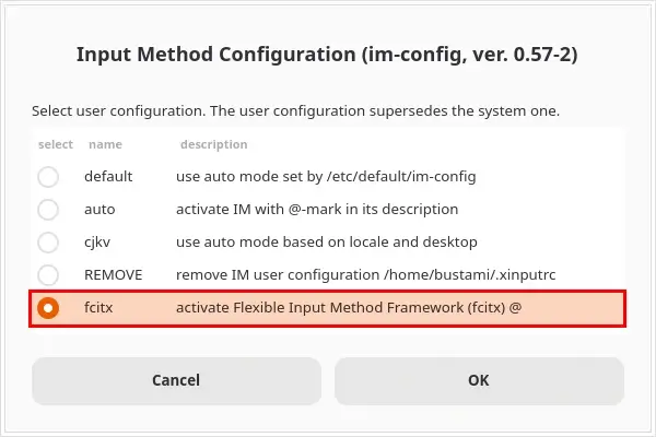 Select fcitx
