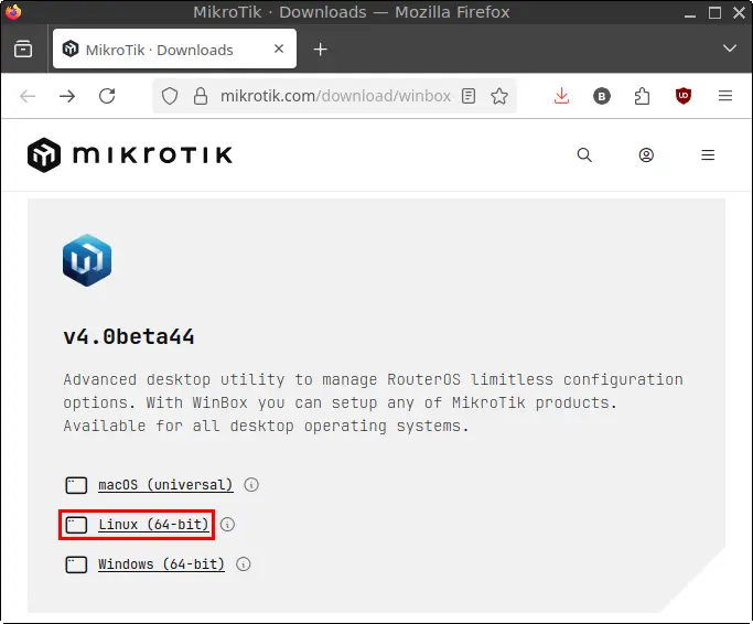 WinBox Download page