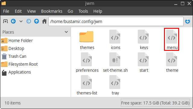 The menu file