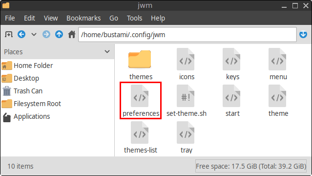 The preferences file