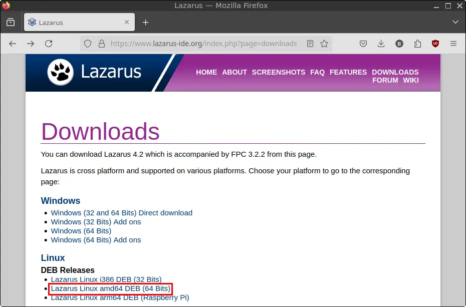 Lazarus Download Page