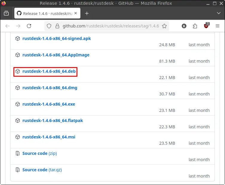 Download RustDesk Client .deb package
