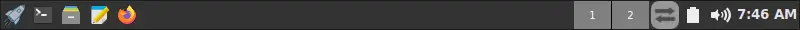 FunOS Tray clock displaying 7:46 AM without a leading zero