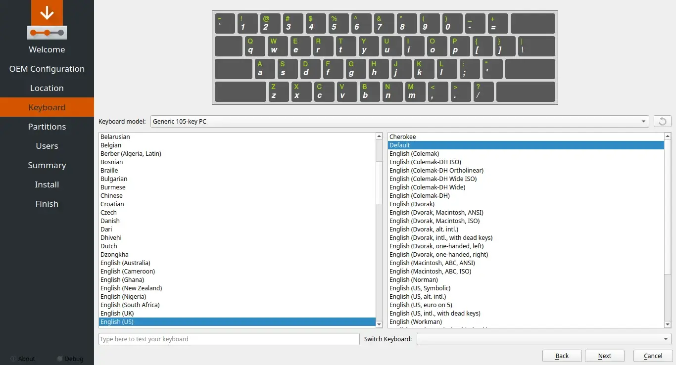 Choose Keyboard Layout