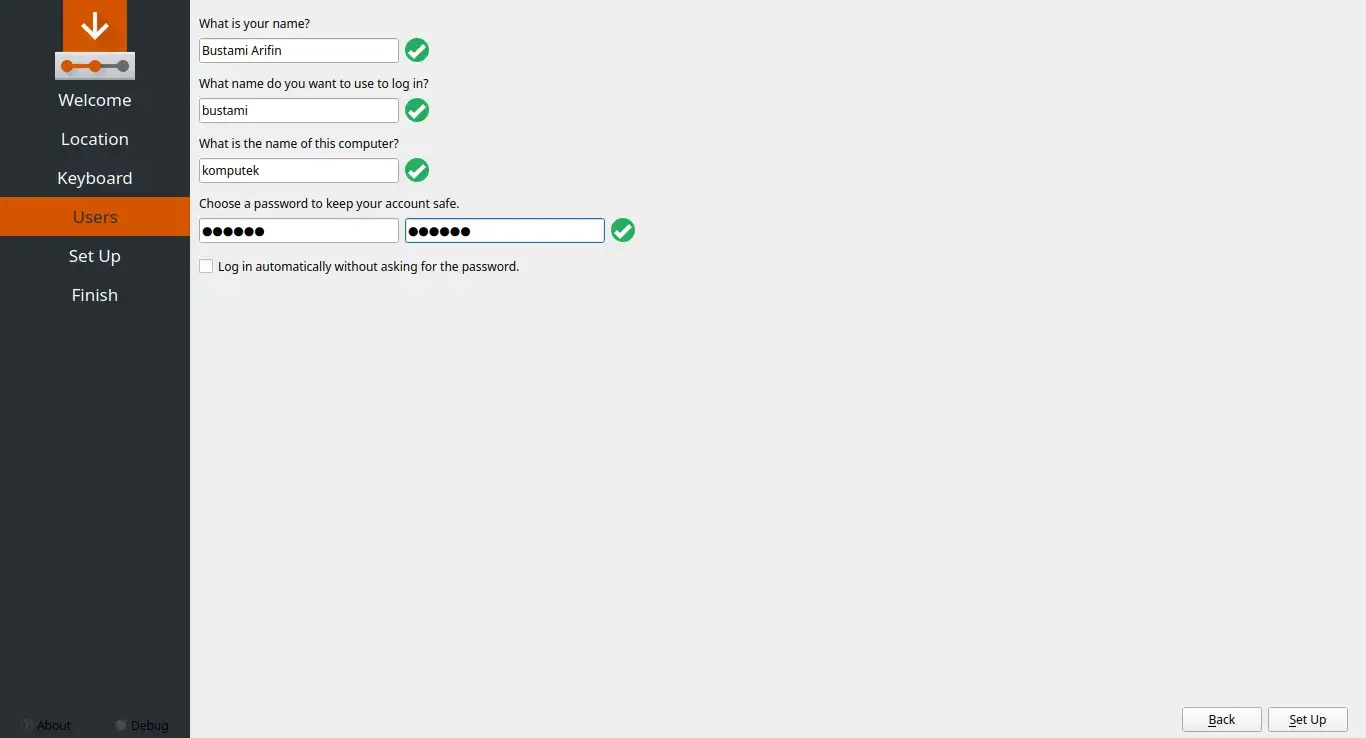 End User Setup Account