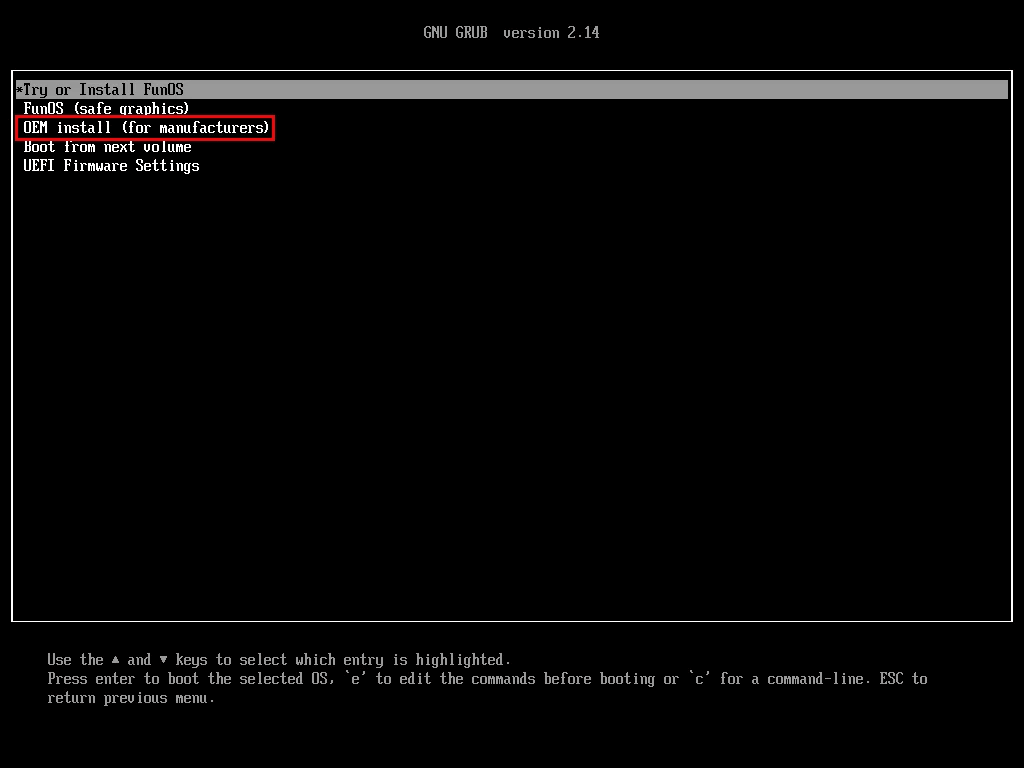 OEM Boot Menu